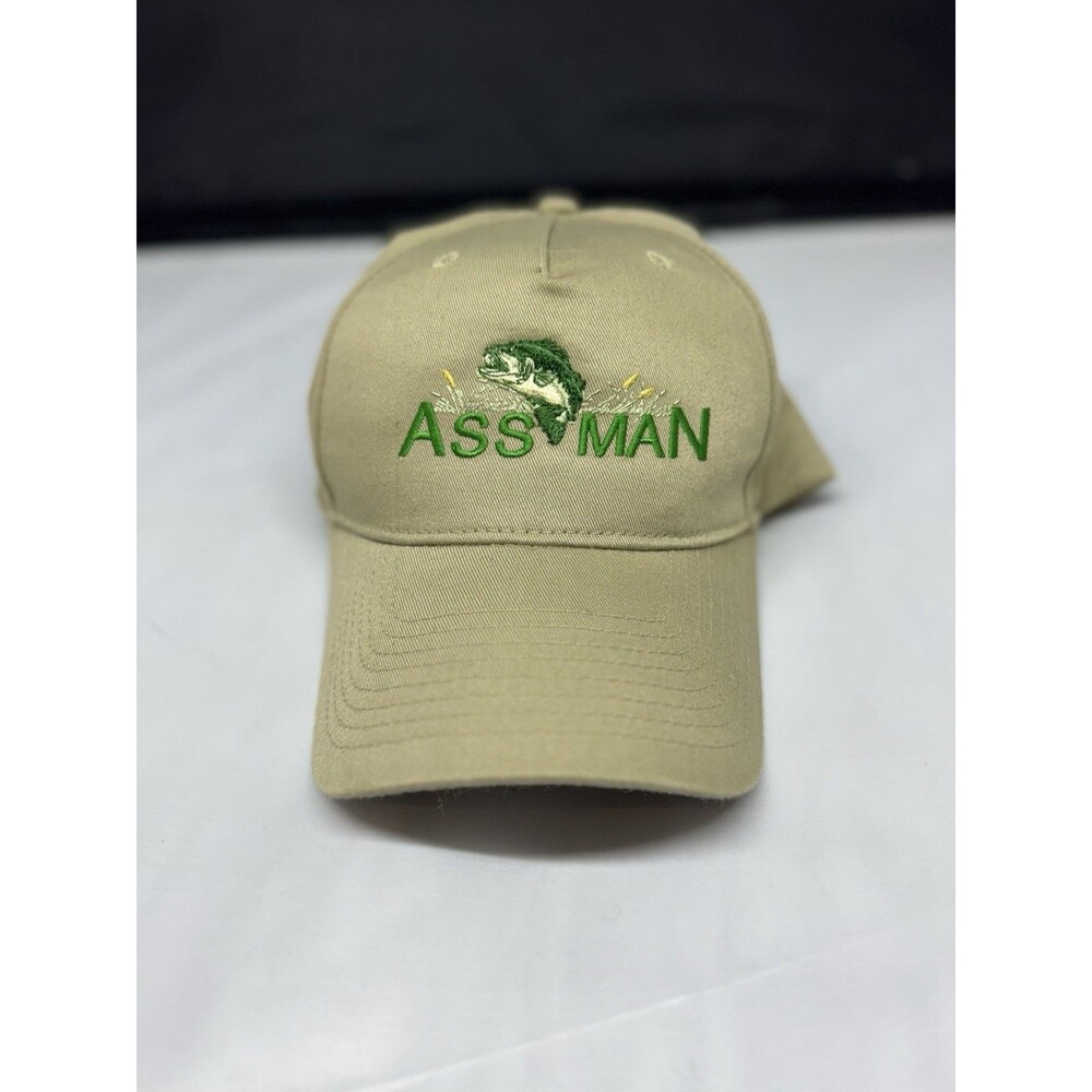 Funny Fishing Hat “Assman” Snapback Adjustable Brown Novelty Logo